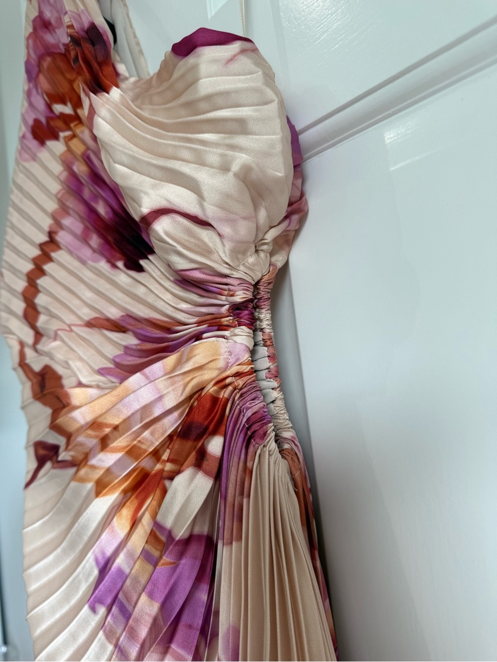 VICI Blush Floral One Shoulder Asymmetrical Pleated Maxi Dress - Picture 5 of 5
